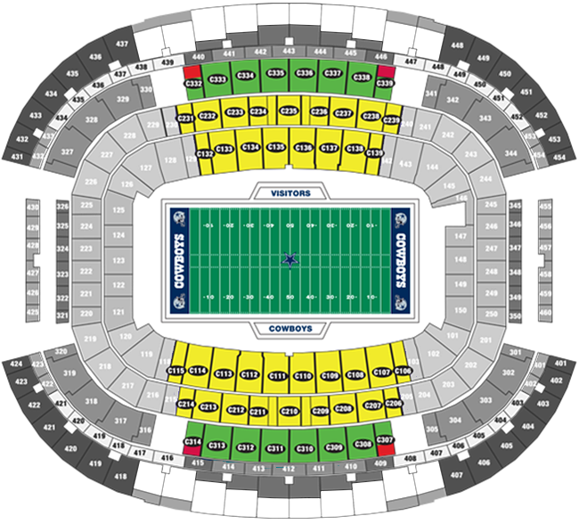 Cowboys Stadium Seat Map